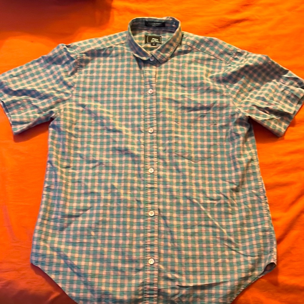 70s  Vintage Stripe Plaid Cotton Poly Asymmetrical Top By John Henry